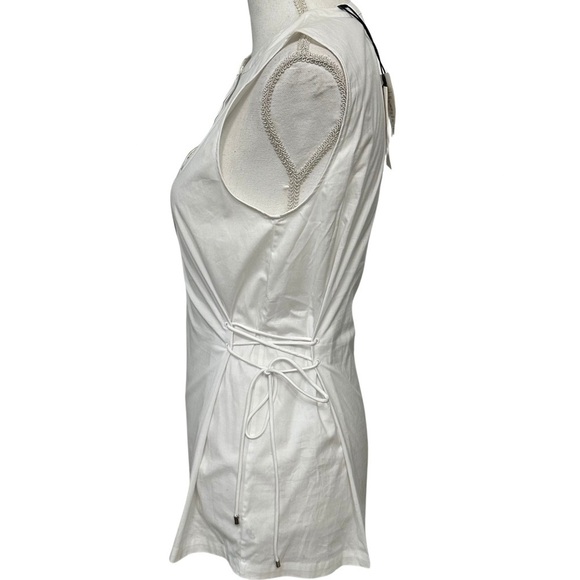 THEORY Sleeveless Tied Popover Top White SZ Medium Wardrobe Staple Luxury NWT - Picture 3 of 8